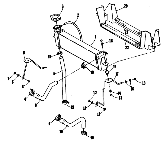 Parts Diagram for Arctic Cat 1981 EL TIGRE L/C SNOWMOBILE COOLING SYSTEM