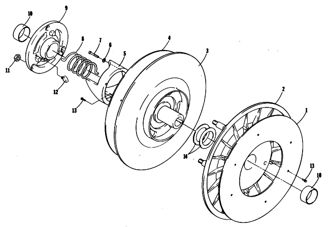 Parts Diagram for Arctic Cat 1981 EL TIGRE F/C SNOWMOBILE DRIVEN CLUTCH