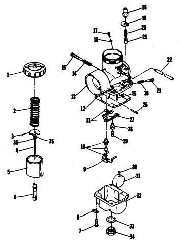 Parts Diagram for Arctic Cat 1981 EL TIGRE L/C SNOWMOBILE CARBURETOR