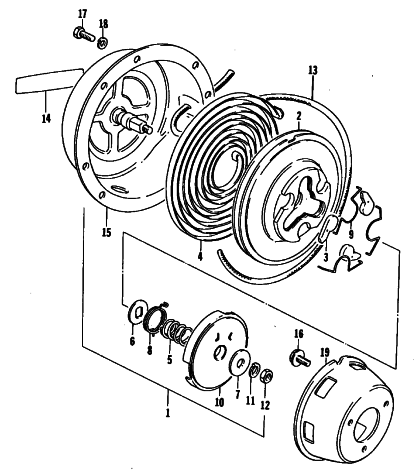 Parts Diagram for Arctic Cat 1981 EL TIGRE F/C SNOWMOBILE RECOIL STARTER