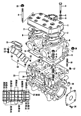 Parts Diagram for Arctic Cat 1981 EL TIGRE L/C SNOWMOBILE CRANKCASE AND CYLINDER