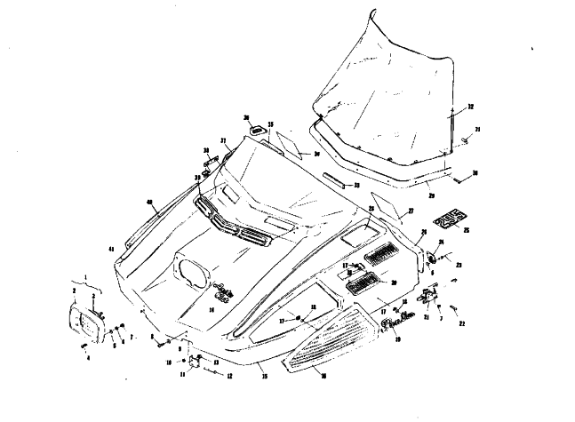 Parts Diagram for Arctic Cat 1975 PANTERA 440 SNOWMOBILE HOOD