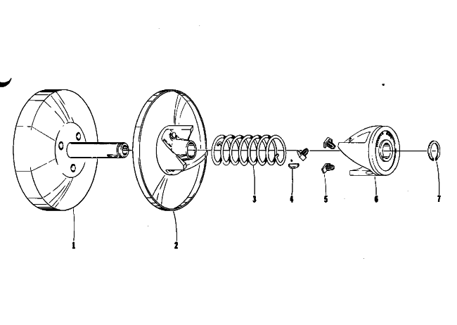 Parts Diagram for Arctic Cat 1974 PANTHER (Wankel) SNOWMOBILE DRIVEN CLUTCH