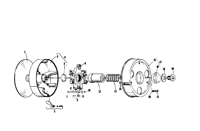 Parts Diagram for Arctic Cat 1974 PANTHER (Wankel) SNOWMOBILE DRIVE CLUTCH