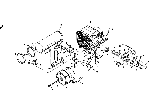 Parts Diagram for Arctic Cat 1975 PANTERA 440 SNOWMOBILE ENGINE AND RELATED PARTS