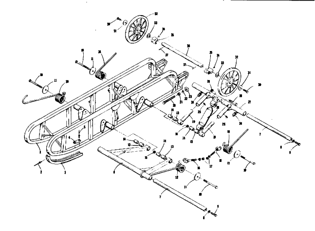 Parts Diagram for Arctic Cat 1975 PANTERA 440 SNOWMOBILE UNDERCARRIAGE