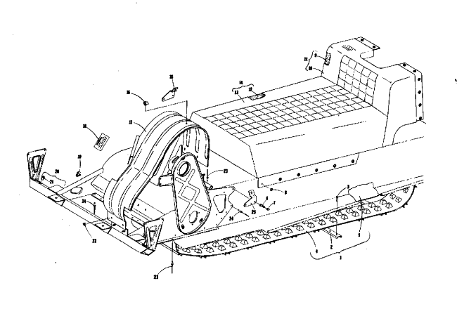 Parts Diagram for Arctic Cat 1975 PANTERA 440 SNOWMOBILE FRONT FRAME, SEAT AND TRACK