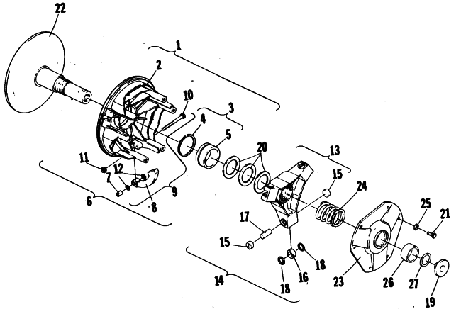 Parts Diagram for Arctic Cat 1985 EL TIGRE 6000 SNOWMOBILE DRIVE CLUTCH