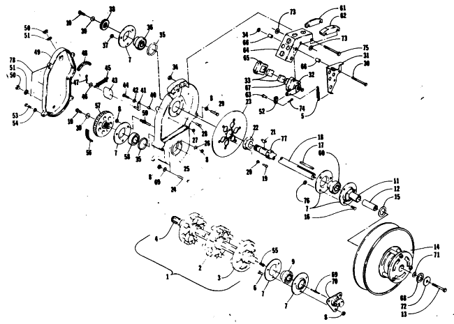 Parts Diagram for Arctic Cat 1985 COUGAR SNOWMOBILE DRIVE TRAIN