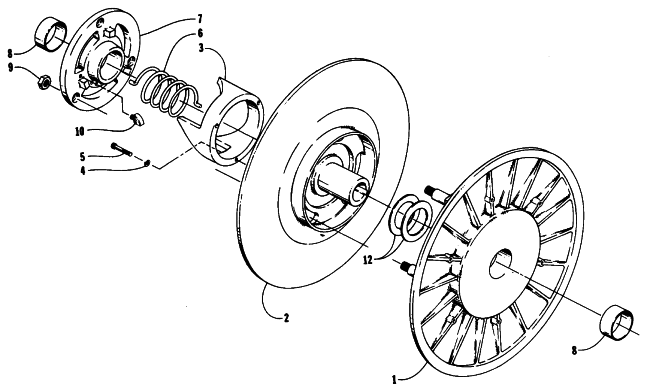 Parts Diagram for Arctic Cat 1985 PANTHER SNOWMOBILE DRIVEN CLUTCH - FAN COOLED