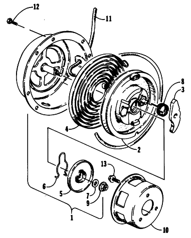 Parts Diagram for Arctic Cat 1988 PANTHER (F/C) SNOWMOBILE RECOIL STARTER