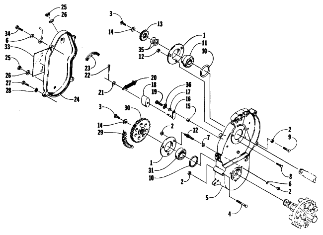 Parts Diagram for Arctic Cat 1988 EL TIGRE 5000 (440 L/C) SNOWMOBILE DRIVE/DROPCASE ASSEMBLY