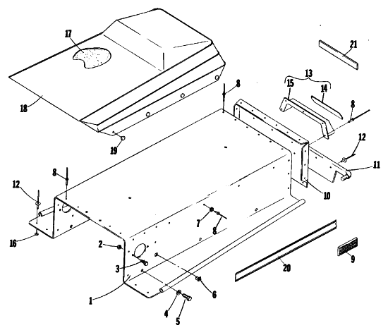 Parts Diagram for Arctic Cat 1981 KITTY CAT SNOWMOBILE SEAT AND TUNNEL