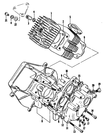 Parts Diagram for Arctic Cat 1981 KITTY CAT SNOWMOBILE CRANKCASE AND CYLINDER