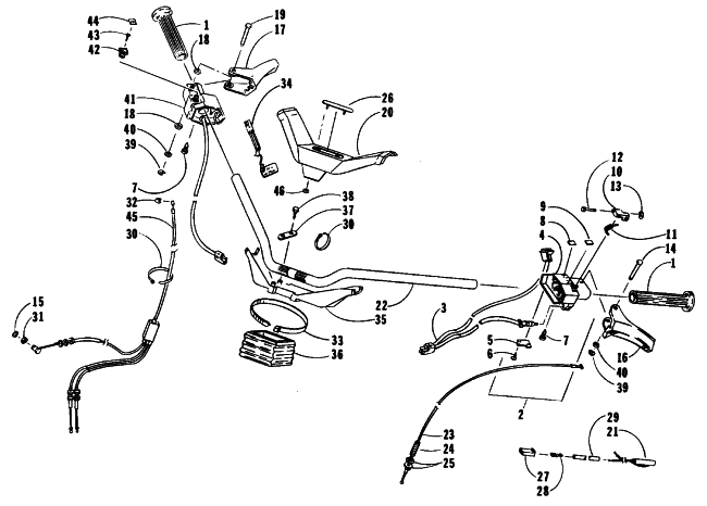 Parts Diagram for Arctic Cat 1990 EL TIGRE EXT SNOWMOBILE HANDLEBAR ASSEMBLY