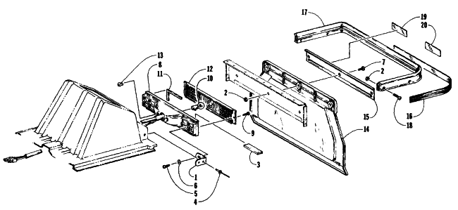 Parts Diagram for Arctic Cat 1990 WILDCAT 650 SNOWMOBILE TAILLIGHT AND REAR BUMPER