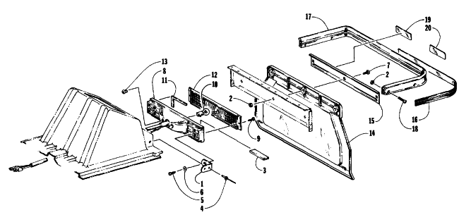 Parts Diagram for Arctic Cat 1991 EL TIGRE EXT SNOWMOBILE TAILLIGHT AND REAR BUMPER