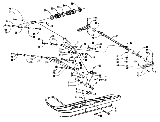 Parts Diagram for Arctic Cat 1991 EL TIGRE EXT MOUNTAIN CAT SNOWMOBILE SKI AND FRONT SUSPENSION
