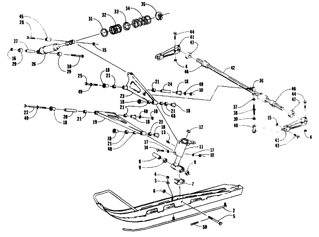 Parts Diagram for Arctic Cat 1991 WILDCAT 700 MOUNTAIN CAT SNOWMOBILE SKI AND FRONT SUSPENSION