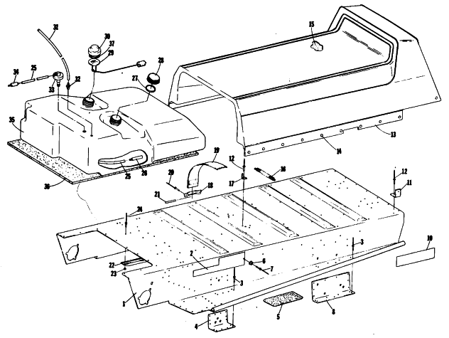 Parts Diagram for Arctic Cat 1985 PANTHER SNOWMOBILE BODY AND SEAT
