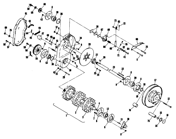 Parts Diagram for Arctic Cat 1984 PANTHER SNOWMOBILE DRIVE TRAIN