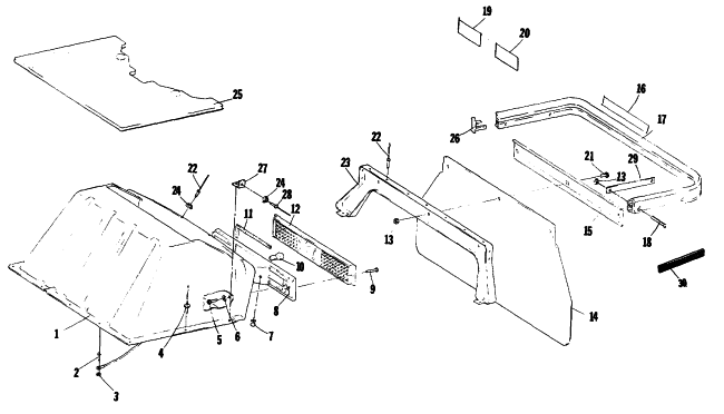 Parts Diagram for Arctic Cat 1984 EL TIGRE 6000 SNOWMOBILE TOOLBOX AND REAR BUMPER