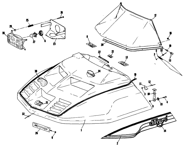 Parts Diagram for Arctic Cat 1984 EL TIGRE 6000 SNOWMOBILE HOOD