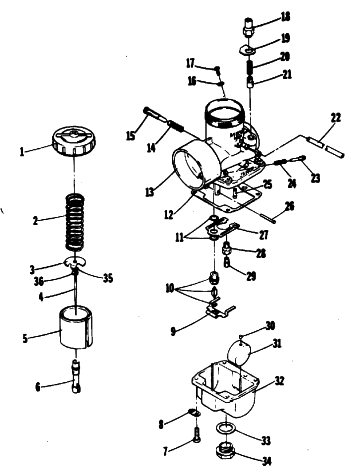 Parts Diagram for Arctic Cat 1986 EL TIGRE SNOWMOBILE CARBURETOR