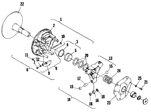 Parts Diagram for Arctic Cat 1986 CHEETAH 530 L/C SNOWMOBILE DRIVE CLUTCH