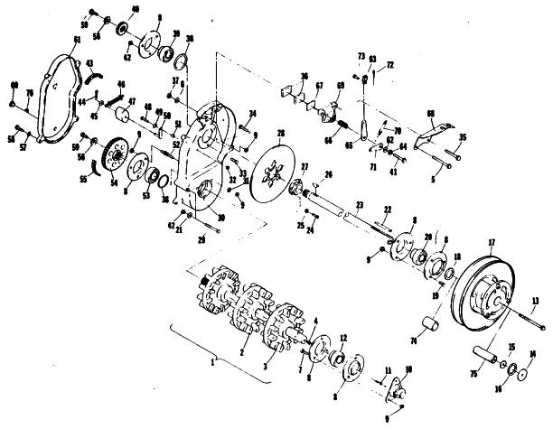 Parts Diagram for Arctic Cat 1985 PANTHER SNOWMOBILE DRIVE TRAIN