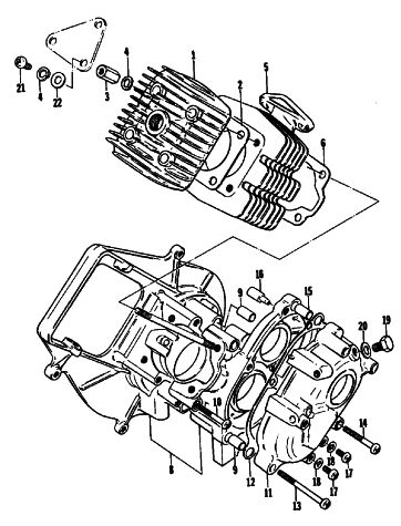 Parts Diagram for Arctic Cat 1986 KITTY CAT SNOWMOBILE CRANKCASE AND CYLINDER