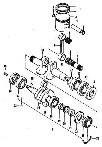 Parts Diagram for Arctic Cat 1981 PANTHER WEST SNOWMOBILE PISTON AND CRANKSHAFT