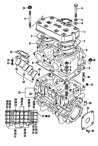 Parts Diagram for Arctic Cat 1984 EL TIGRE 6000 SNOWMOBILE CRANKCASE AND CYLINDER