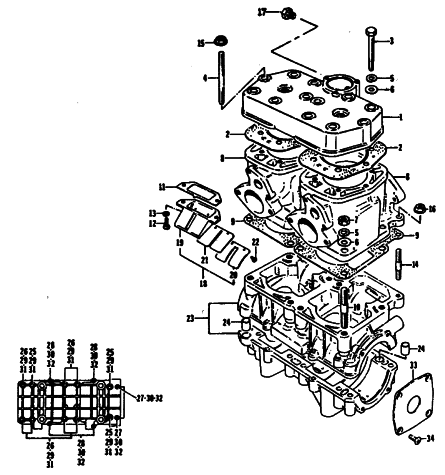 Parts Diagram for Arctic Cat 1985 PANTERA SNOWMOBILE CRANKCASE AND CYLINDER