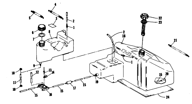 Parts Diagram for Arctic Cat 1985 JAG SNOWMOBILE GAS AND OIL TANK ASSEMBLY