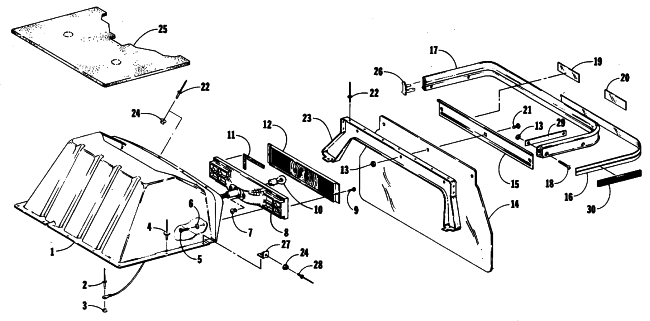 Parts Diagram for Arctic Cat 1985 PANTERA SNOWMOBILE TOOLBOX AND REAR BUMPER
