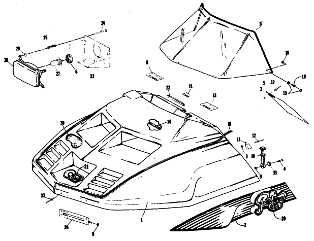 Parts Diagram for Arctic Cat 1985 PANTERA SNOWMOBILE HOOD