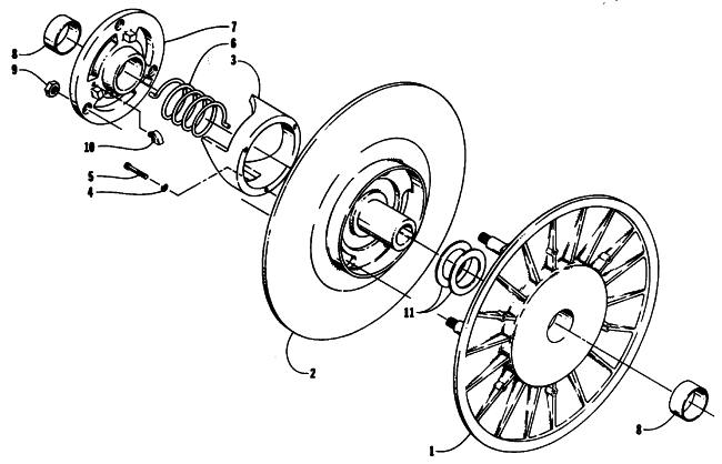 Parts Diagram for Arctic Cat 1993 EXT EFI MOUNTAIN CAT SNOWMOBILE DRIVEN CLUTCH