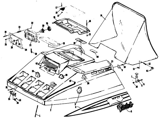 Parts Diagram for Arctic Cat 1985 PANTHER SNOWMOBILE HOOD