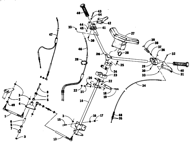 Parts Diagram for Arctic Cat 1985 COUGAR SNOWMOBILE STEERING