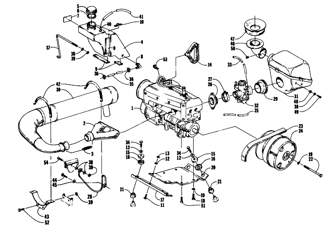 Parts Diagram for Arctic Cat 1985 COUGAR SPECIAL EDITION SNOWMOBILE ENGINE AND RELATED PARTS