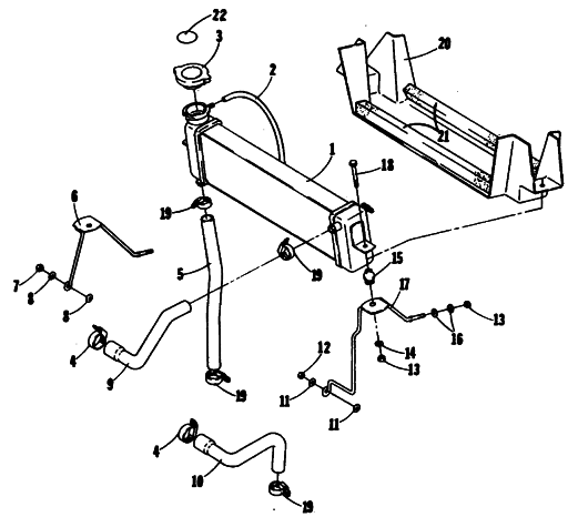 Parts Diagram for Arctic Cat 1985 EL TIGRE 6000 SNOWMOBILE COOLING SYSTEM