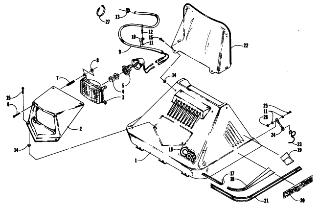 Parts Diagram for Arctic Cat 1985 KITTY CAT SNOWMOBILE HOOD ASSEMBLY