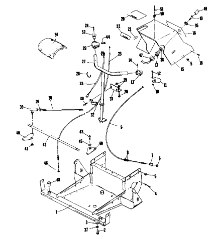 Parts Diagram for Arctic Cat 1986 KITTY CAT SNOWMOBILE STEERING, FRONT FRAME, AND CONSOLE