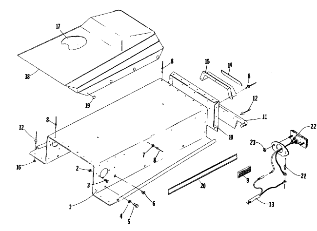 Parts Diagram for Arctic Cat 1986 KITTY CAT SNOWMOBILE SEAT, TUNNEL AND TAILLIGHT