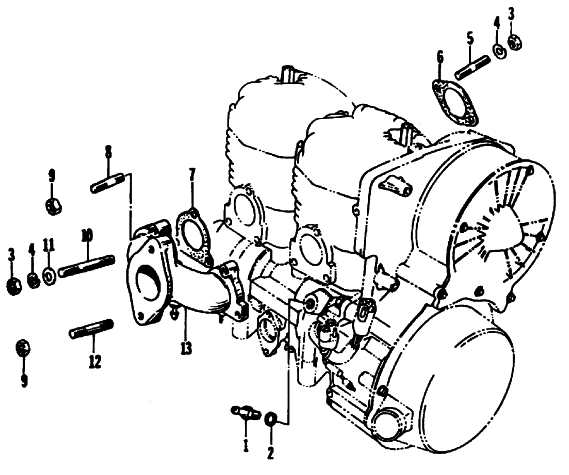 Parts Diagram for Arctic Cat 1986 JAG SNOWMOBILE INTAKE MANIFOLD