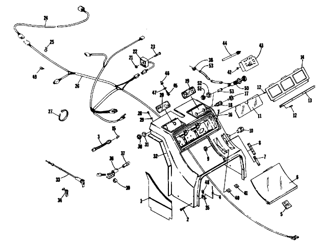 Parts Diagram for Arctic Cat 1986 PANTHER SNOWMOBILE CONSOLE AND WIRING ASSEMBLIES