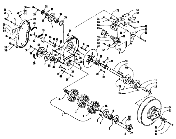 Parts Diagram for Arctic Cat 1986 EL TIGRE SNOWMOBILE DRIVE TRAIN