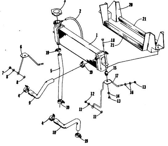 Parts Diagram for Arctic Cat 1986 EL TIGRE SNOWMOBILE COOLING SYSTEM