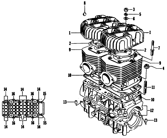Parts Diagram for Arctic Cat 1990 COUGAR SNOWMOBILE CRANKCASE AND CYLINDER